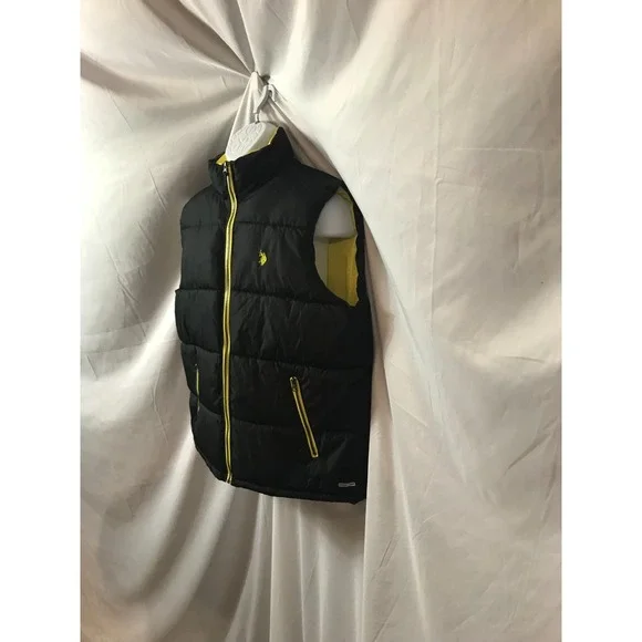 U.S. Polo Assn Mens XL Yellow & Black Puffer Bubble Vest - Picture 4 of 6
